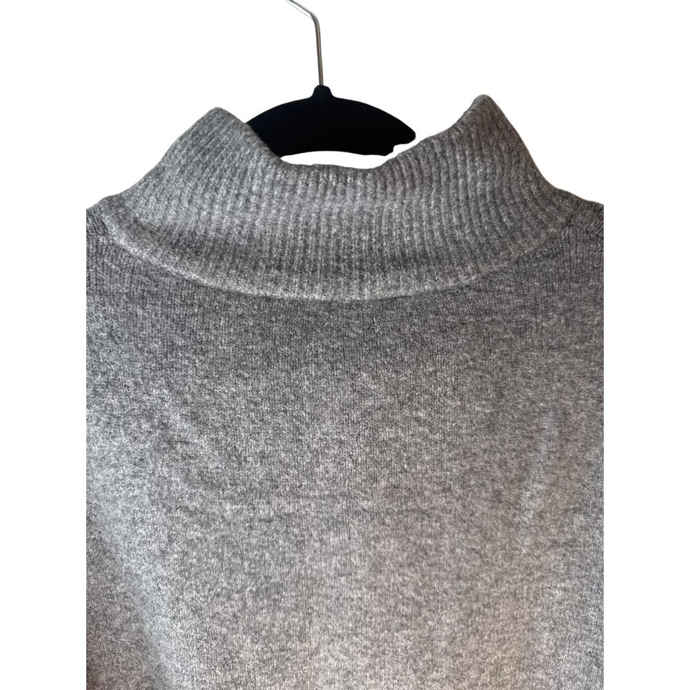 ZARA Gray Large Ribbed Button-Up High Collar Sweater - Picture 9 of 10